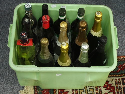 A quantity of spirits including Martini, Vermouth etc. and sundry bottles of sparkling wine