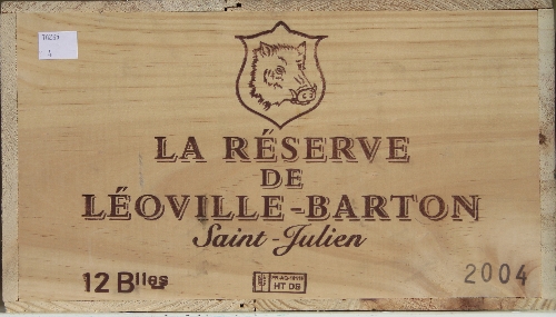 Bordeaux: la Reserve Leoville Barton, 2004, St Julien,12 bottles, in own wooden case