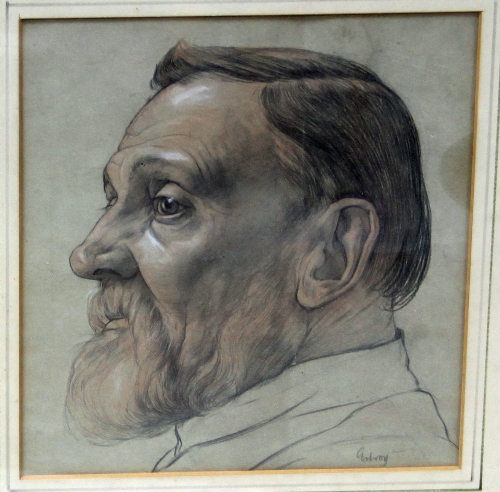 John Gilroy (ARR)/Portrait of a Chelsea Pensioner/signed/pencil and watercolour, 22.5cm x 20.5cm (9"