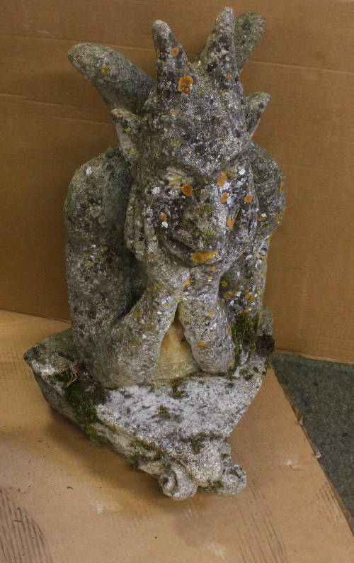 A stone figure of a winged grotesque, 66cm (26") high