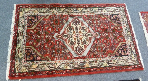 Three small Oriental rugs, 102cm (40"), 100cm (39") and 97cm (38") long, and another rug with - Image 3 of 5