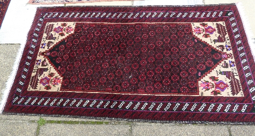 A Hamadan style rug with four central star medallions, 205cm x 79cm (80.5" x 31"), another rug - Image 3 of 5