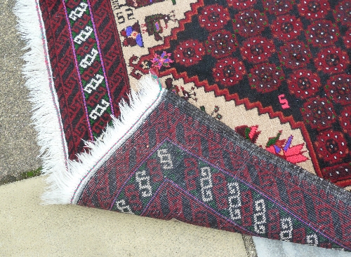 A Hamadan style rug with four central star medallions, 205cm x 79cm (80.5" x 31"), another rug - Image 5 of 5