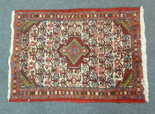 Three small Oriental rugs, 102cm (40"), 100cm (39") and 97cm (38") long, and another rug with - Image 4 of 5