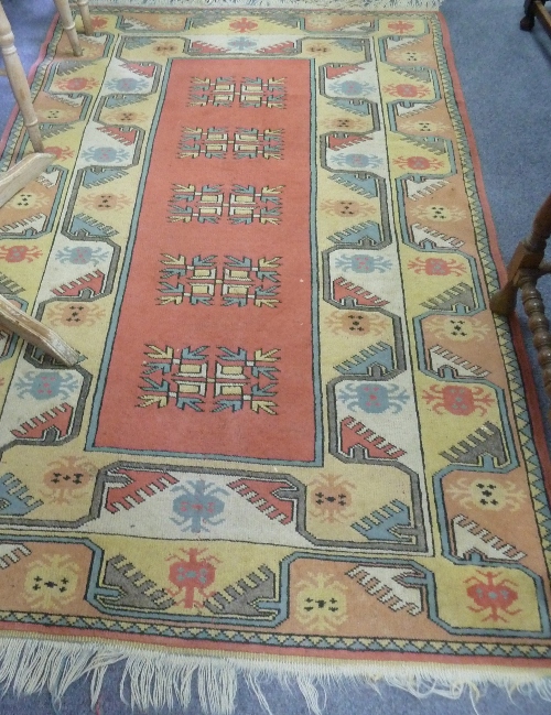 A Turkish rug of geometric design, 183cm x 122cm (72" x 48") and a smaller similar rug - Image 2 of 3