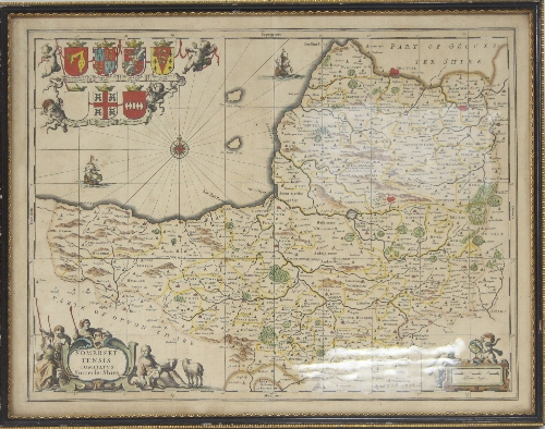 G Valk and P Schenk after J Jansson/Map of Somerset, circa 1700/print, 38cm x 49.5cm (15" x 19.5")