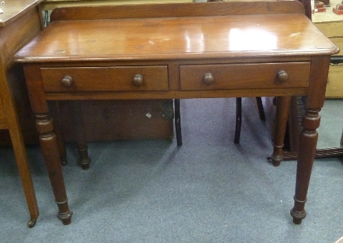 A mahogany table, 97cm (38") wide and a marble top chest, 108cm (42") wide