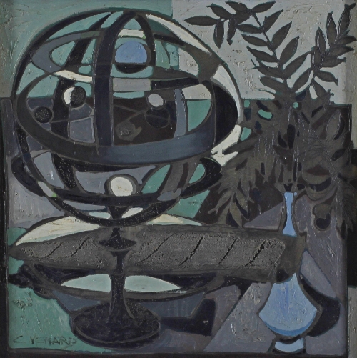 Claude Venard [ARR]/Armillary Sphere/signed/oil on canvas, 73.5cm x 73.5cm (29" x 29")/see