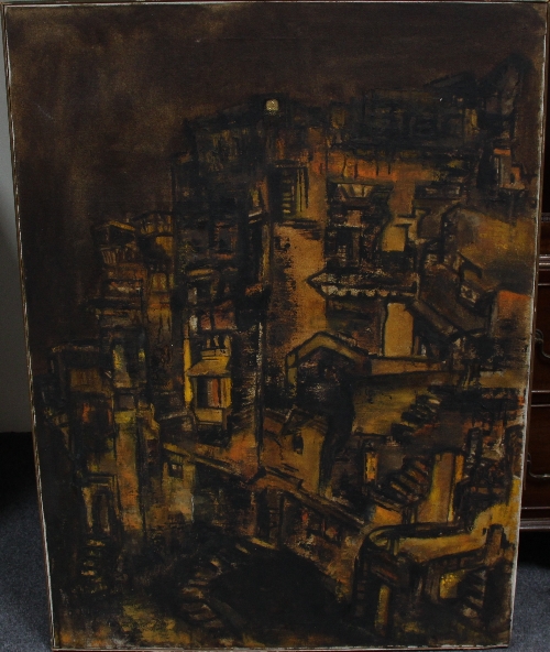 Ila Vyas/Hughes Road, Bombay/inscribed and dated 1962 on reverse/oil on canvas, 110cm x 82cm (43.25"