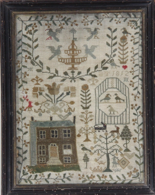 A needlework sampler, initialled and dated BT 1812, 28cm x 20.5cm (11" x 8")/see illustration