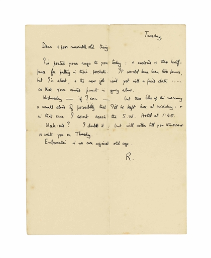 LAWRENCE, Thomas Edward (1888–1935). Two autograph letters signed (‘R’ for [John Hume] Ross, his