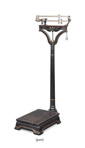 A SET OF AMERICAN CAST-IRON WEIGHING SCALES
BY FAIRBANKS OF VERMONT, CIRCA 1910
With japanned