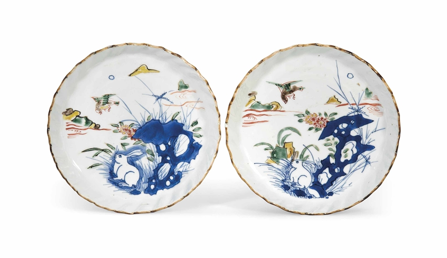 A PAIR OF CHINESE WUCAI DISHES
MING DYNASTY, TIANQI/CHONGZHEN PERIOD (1621-44)
Each with fluted