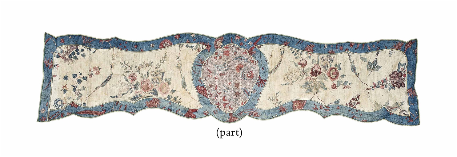 TWO CHINTZ PELMETS
INDIA AND ENGLAND, 18TH CENTURY
Each with elegant swaying floral sprays on a