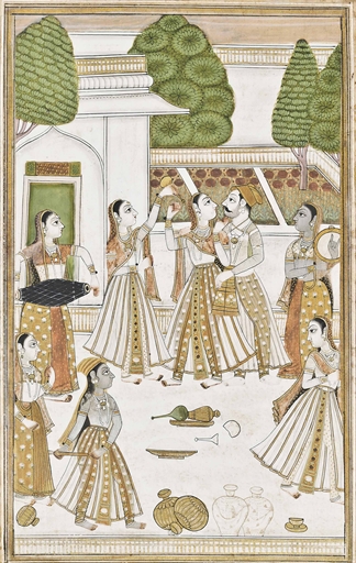 AN ILLUSTRATION FROM A RAGAMALA SERIES: SRI RAGA
HYDERABAD, DECCAN, CENTRAL INDIA, 1725-50
Opaque