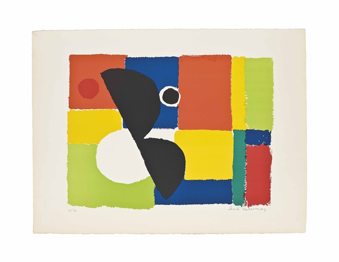 Sonia Delaunay (1884-1979)
Hélice Noire
lithograph in colours, circa 1970, on watermarked Arches
