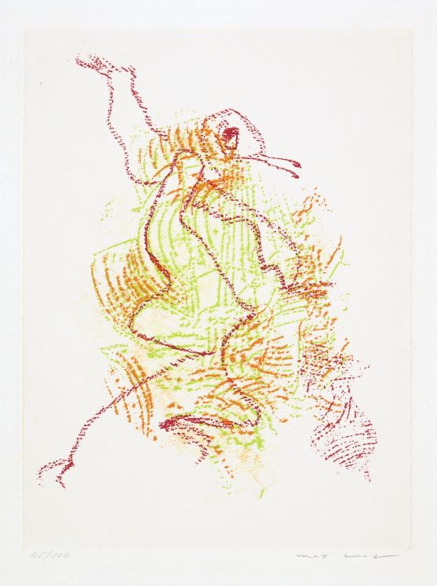 Max Ernst. Ohne Titel. Farbradierung. 27,0 : 20,2 cm (54,5 : 37,5 cm). Signiert und