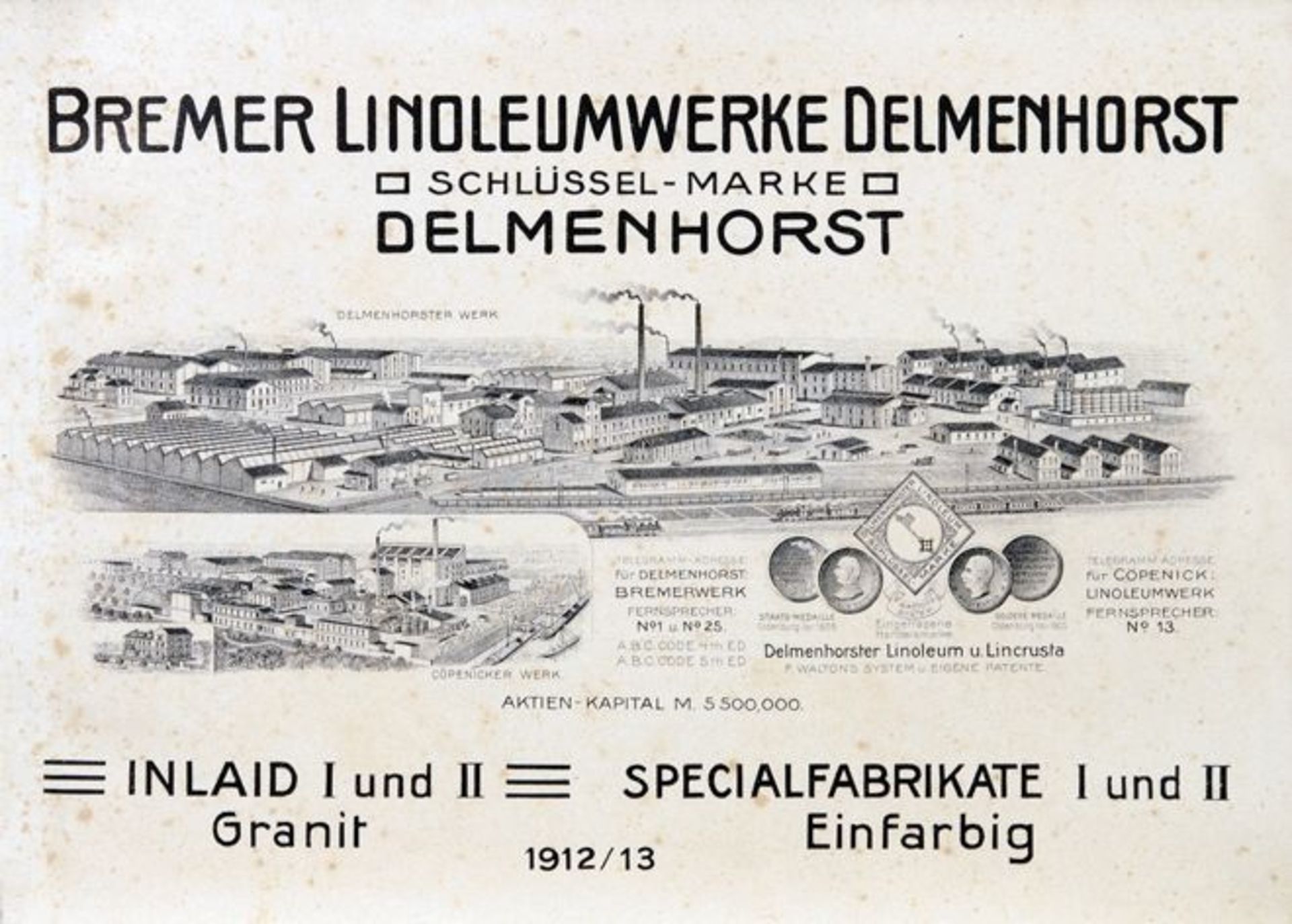 Schlüssel-Linoleum. Bremer Linoleumwerke Delmenhorst. Schlüssel-Marke. Kollektion 1912.