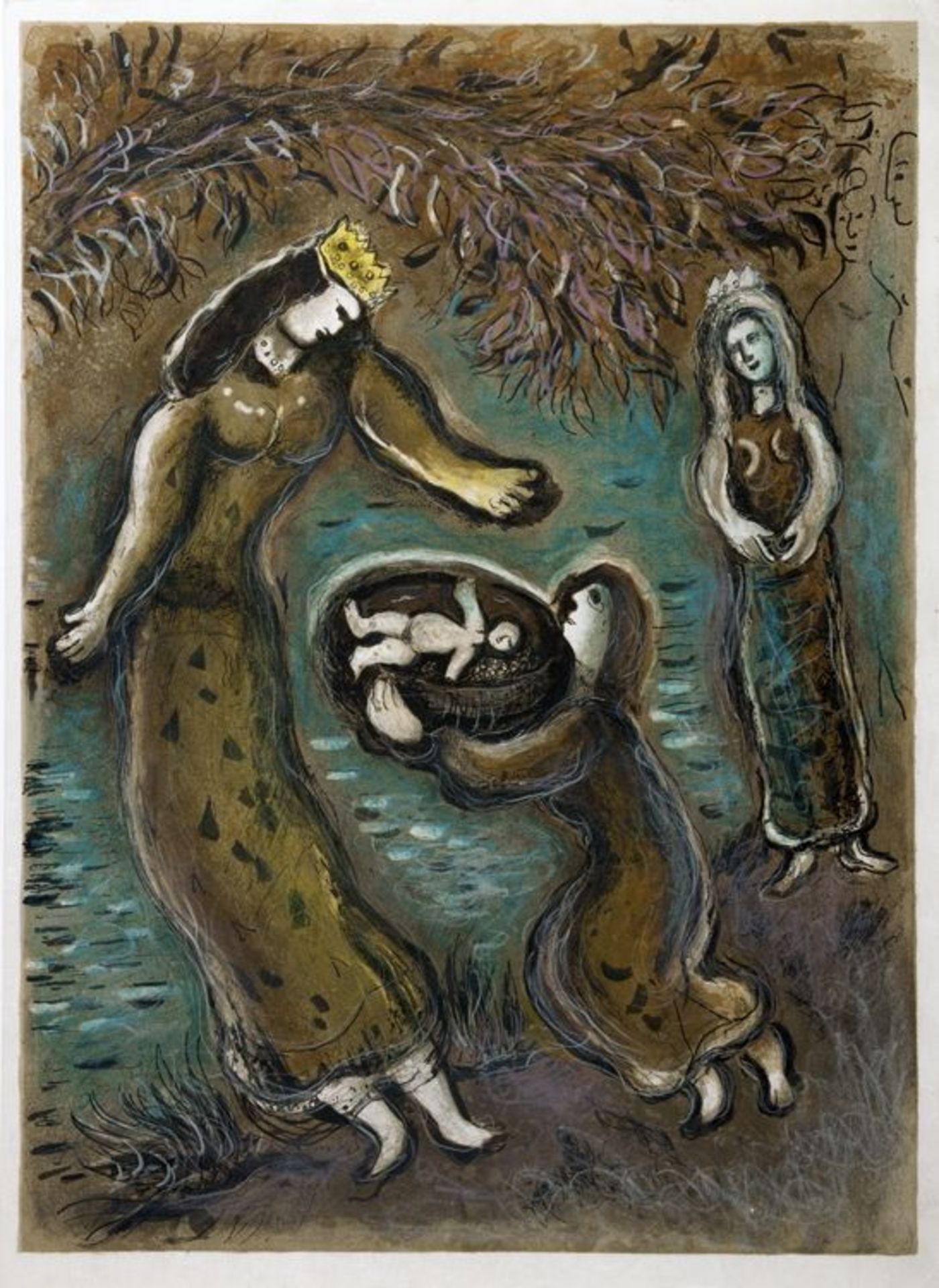 Marc Chagall. La fille de Pharao. Farblithographie. 1966. 45,0 : 33,0 cm (50,0 : 37,0 cm).