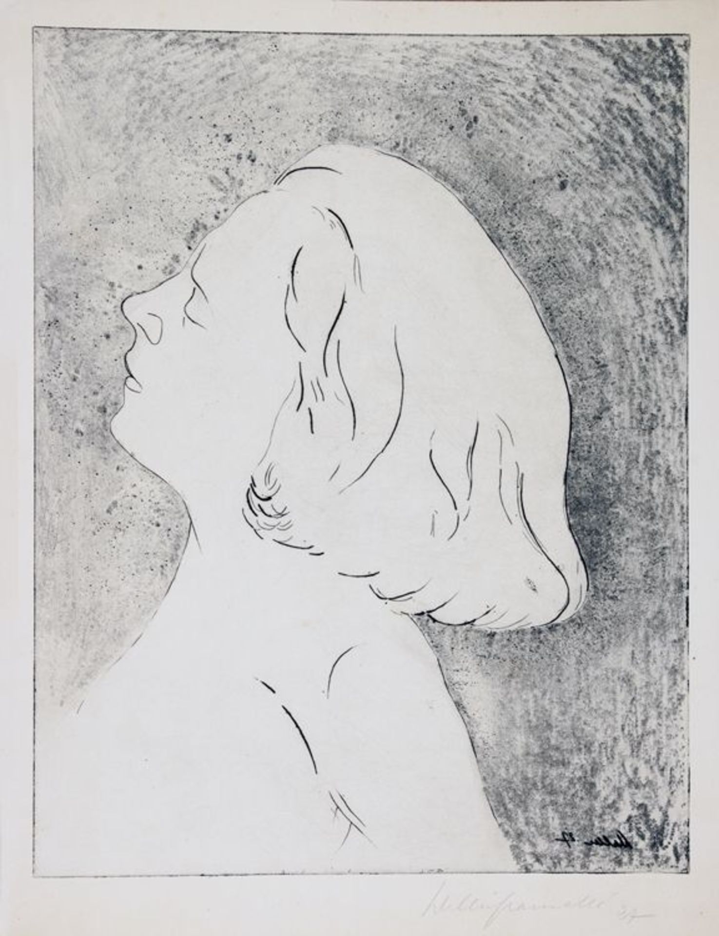 Walter Gramatté. Sonja.  Radierung. 1927. 43,5 : 34,0 cm (51,1 : 38,1 cm). Signiert und datiert.