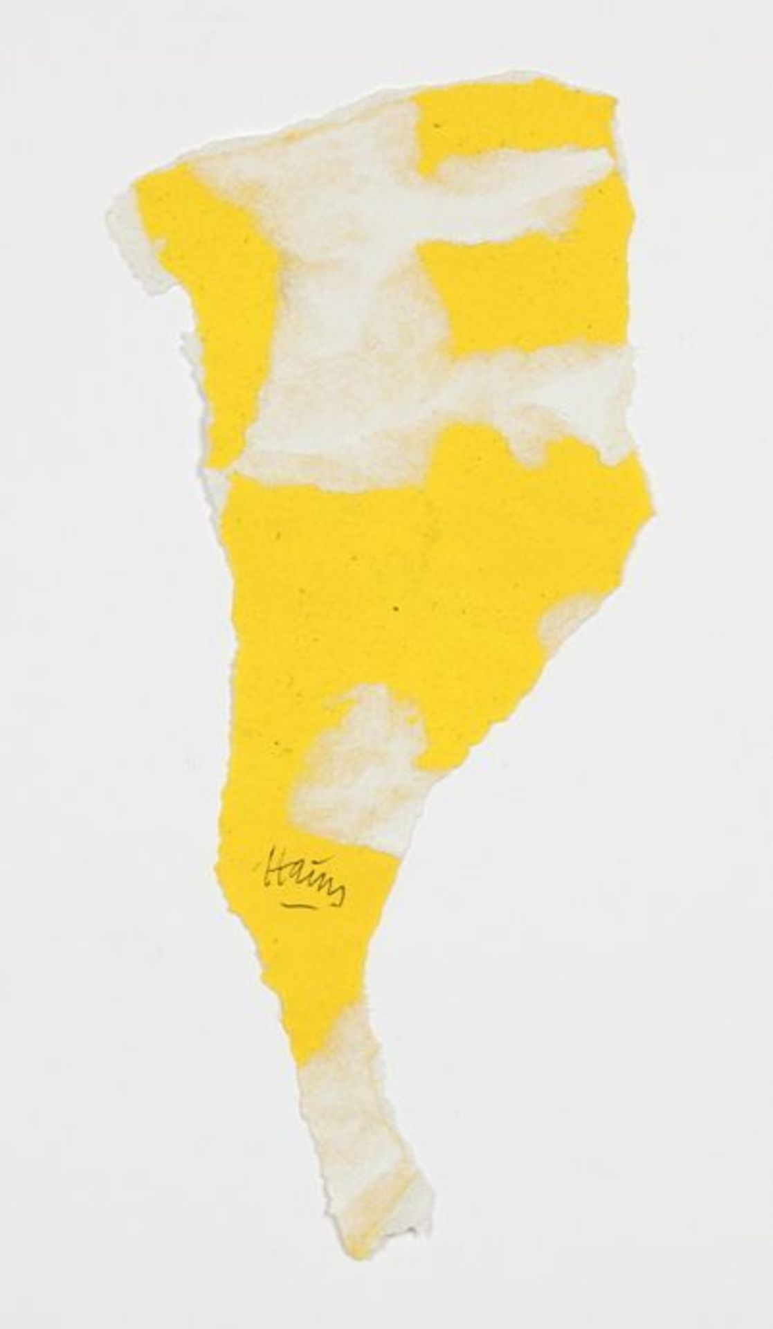 Raymond Hains. Decollage. Papier auf Karton. 1960. Ca. 19 : 9 cm. Signiert.     Auf weißen Karton