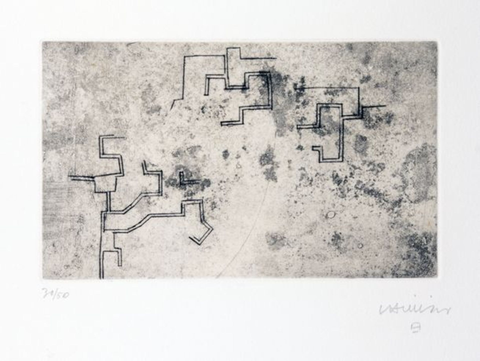 Eduardo Chillida. Enda II. Aquatintaradierung. 1976. 11,0 : 18,5 cm (65,5 : 50,5 cm). Signiert und