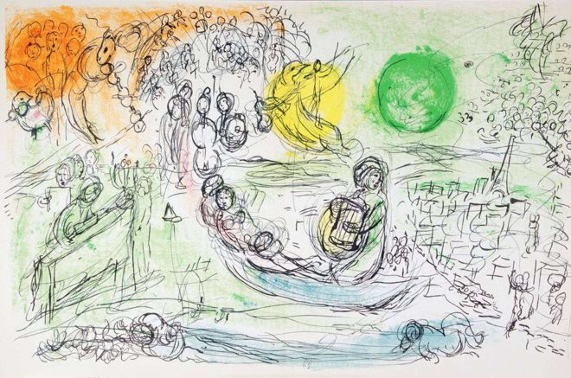 Marc Chagall. Le concert. Farblithographie. 1957. 38,0 : 55,7 cm.     Aus »Derrière le miroir, No.