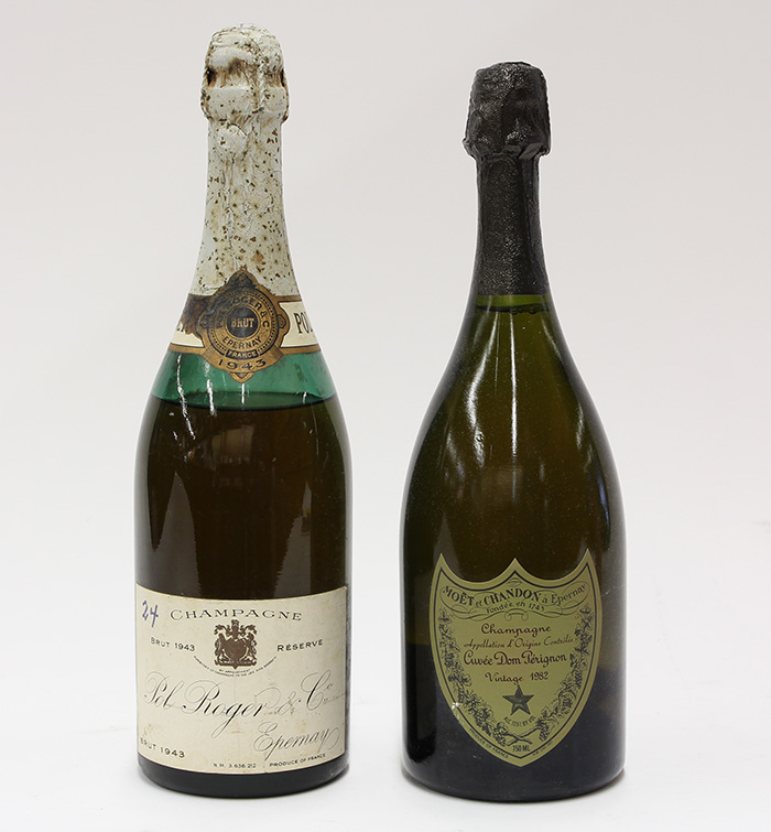 (lot of 2) French champagne group, consisting of a 1985 Moet & Chandon Dom Perignon Brut,