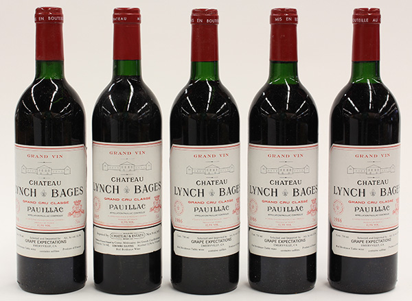 (lot of 5) (4) 1986 and (1) 1985 Chateau Lynch & Bages Pauillac, Bordeaux, France, each 750ml