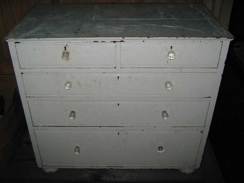 A painted chest of 2 short over 3 long drawers