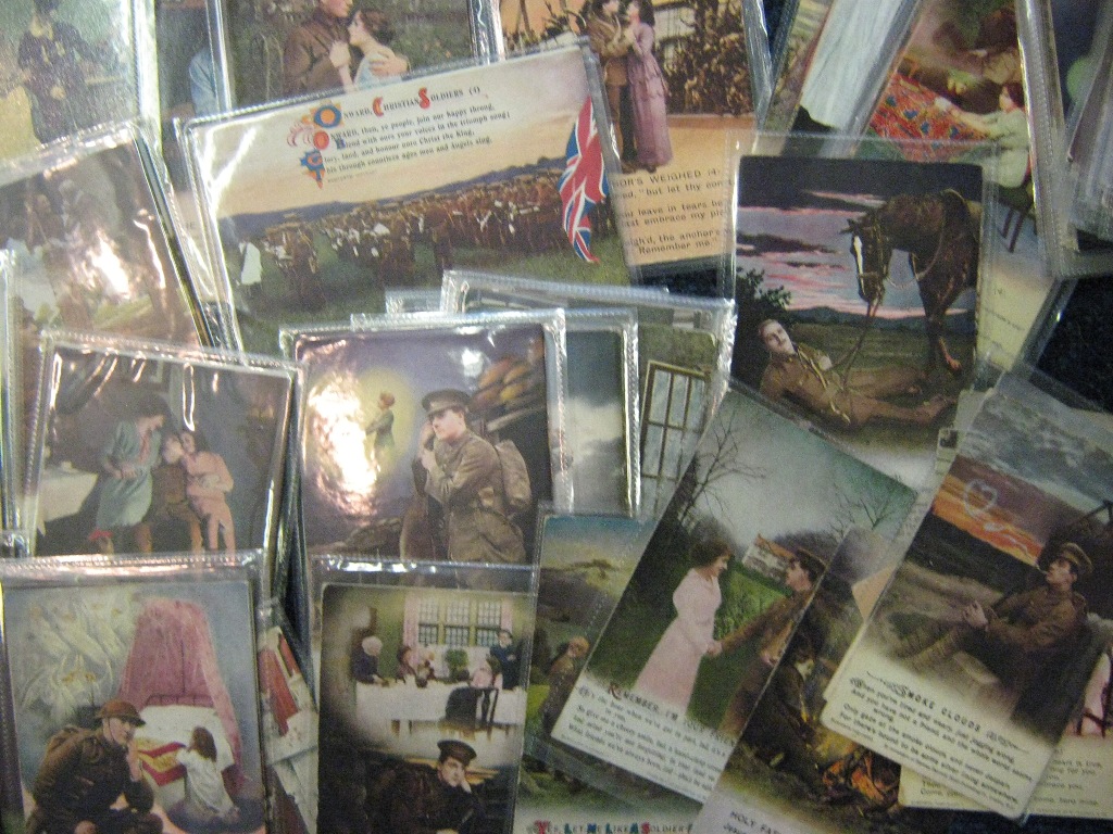 A large assortment of WWI Postcards many in sets, over 450 cards