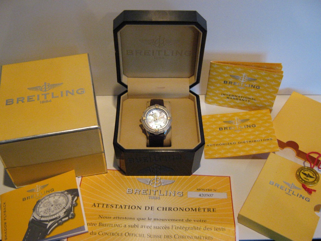 A Breitling Shadow Flyback watch boxed with certificates