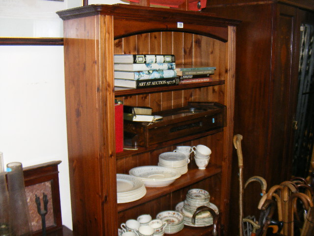 Pine Book Shelf With Cupboard Under