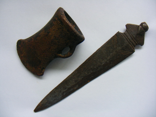 Bronze Axe Head & Antiquated Dagger Blade