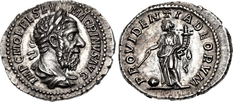 Roman Imperial Macrinus. AD 217-218. AR Denarius (21mm, 3.42 g, 7h). Rome mint, 3rd officina. 3rd