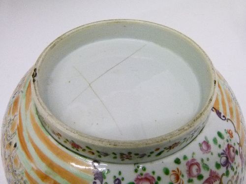 Early 19th Century Chinese Famille Rose `European Subject` hunting bowl having typical painted - Image 5 of 9