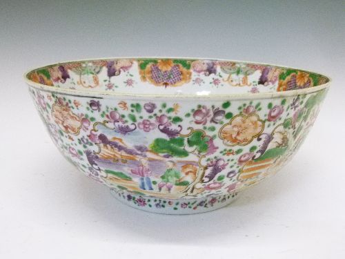 Early 19th Century Chinese Famille Rose `European Subject` hunting bowl having typical painted - Image 2 of 9