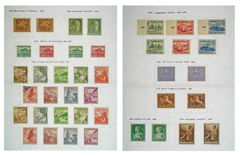 Stamps-Germany-A collection in two albums and five stock books  Would advise viewing in