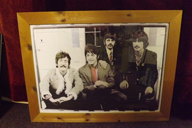 BEATLES PICTURE IN 39""X29"" PINE FRAME
