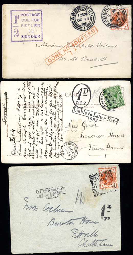 INSTRUCTIONAL MARKS mainly N.E. England 1890`s-2000+ collection of 34 covers or PPC`s on leaves
