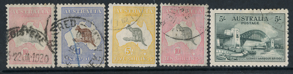 AUSTRALIA & STATES collection in album, 1913 Roos to 2s, 1915 incl. poor 5s, 1915 to 5s, 10s, £1,
