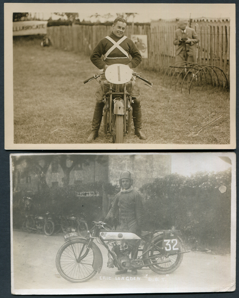 ISLE OF MAN T.T.Races RP`s of Eric Longden with his `D.O.T` motorbike or Charles Dodson (winner of