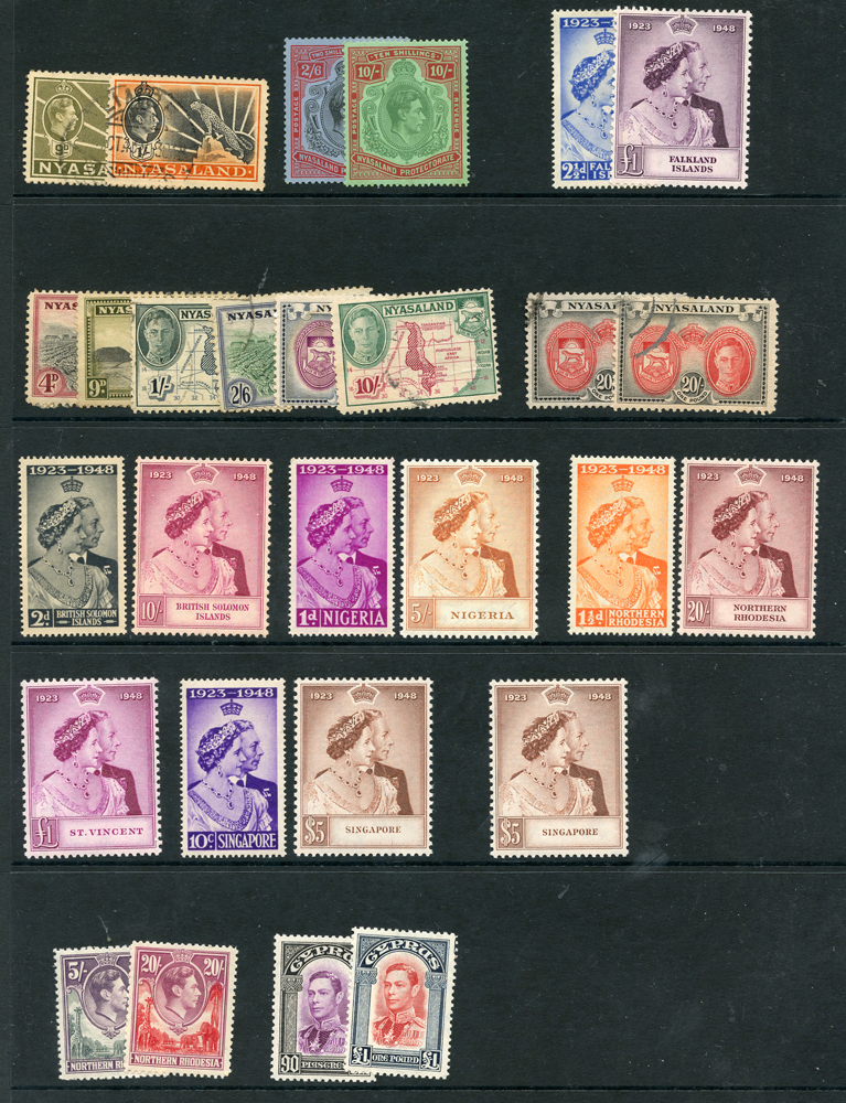 BRITISH COMMONWEALTH KGVI M & U range in stock books incl. Aden 1939 9 vals to 10r M, Hadhramaut