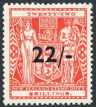 1940 22/- on 22s scarlet M, SG.F190 (1) Cat. £700 Symbol: J