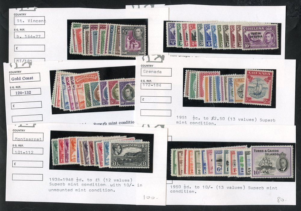 BRITISH COMMONWEALTH KGVI fine M complete sets or high values comprising Gilbert & Ellice Islands