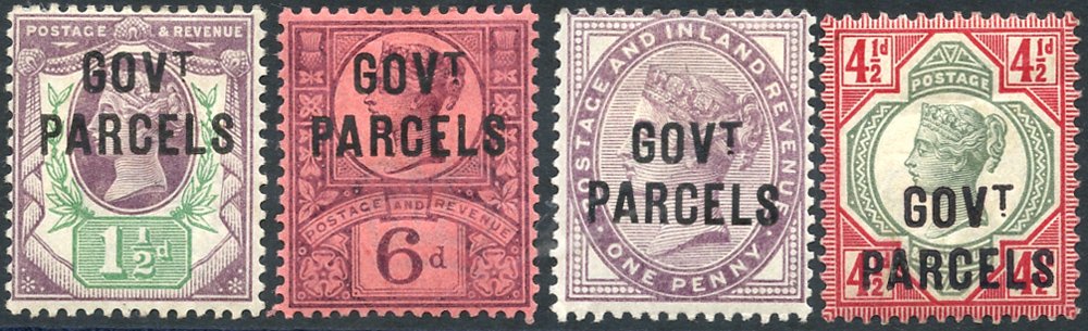 GOVT PARCELS 1887-90 1½d SG.065, 6d SG.066, 1d SG.069 & 4½d SG.071, all fine M. (4) Cat. £830