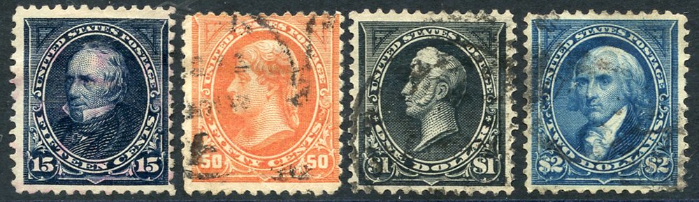 1895 15c, 50c, $1 Type I & $5 Av U, SG.277/9, 281. (4) Cat. £550 Symbol: C