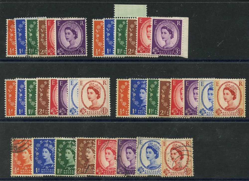 1957, 1958 & 1959 Graphite sets UM, also 1957 & 1959 sets VFU, SG.561/6, 587/94, 599/609. Symbol: