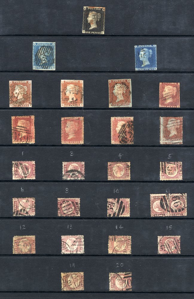 1840 - MODERN ranges on hagner leaves in ring binder incl. 1840 1d cut into, 1841 2d (2), 1870 ½d (