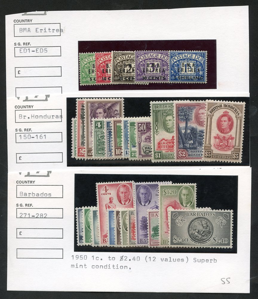 BRITISH COMMONWEALTH KGVI fine M complete sets comprising Antigua 1938 set SG.98/109, Bahamas 1948